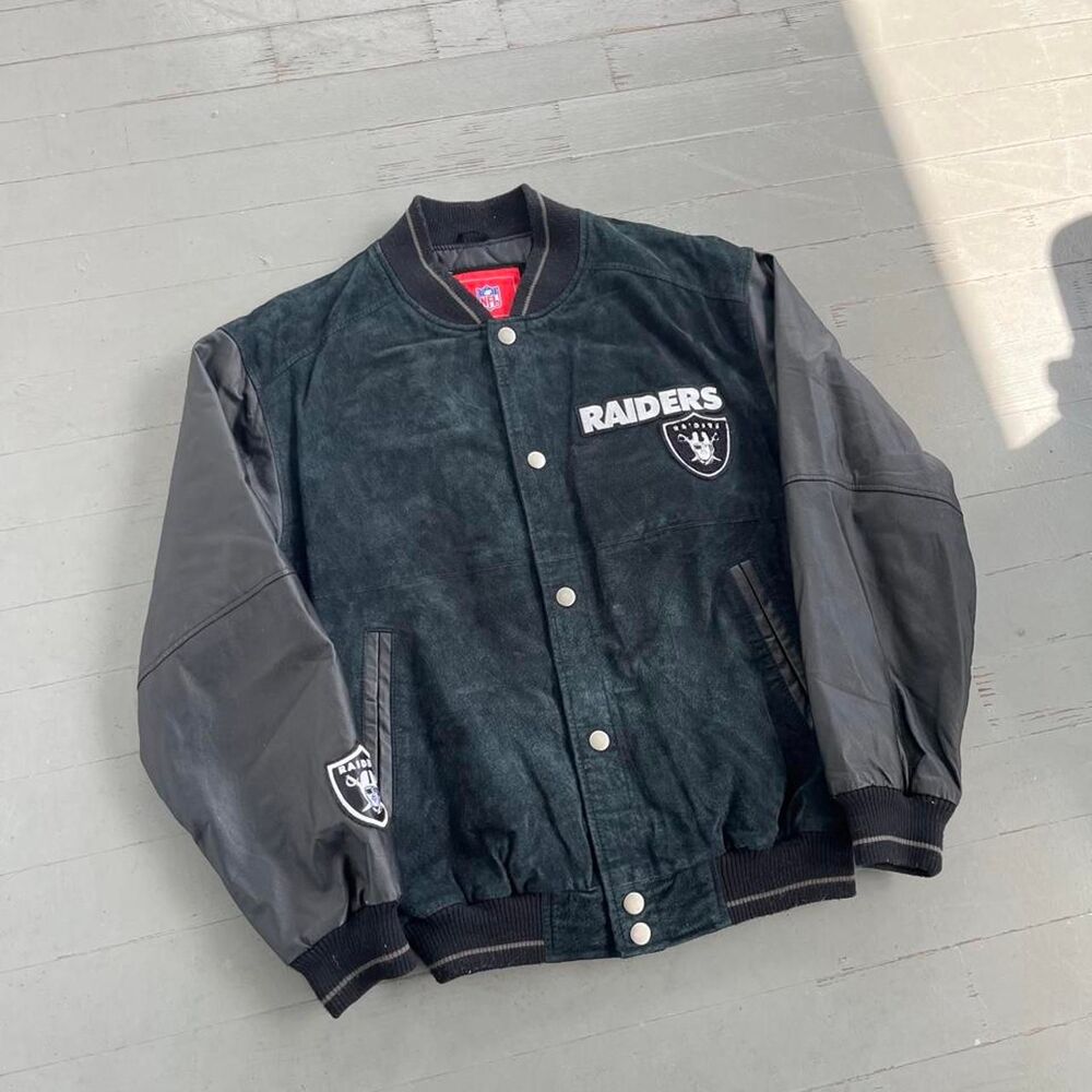 Vintage NFL Oakland/Las Vegas Raiders Football Suede Leather Jacket